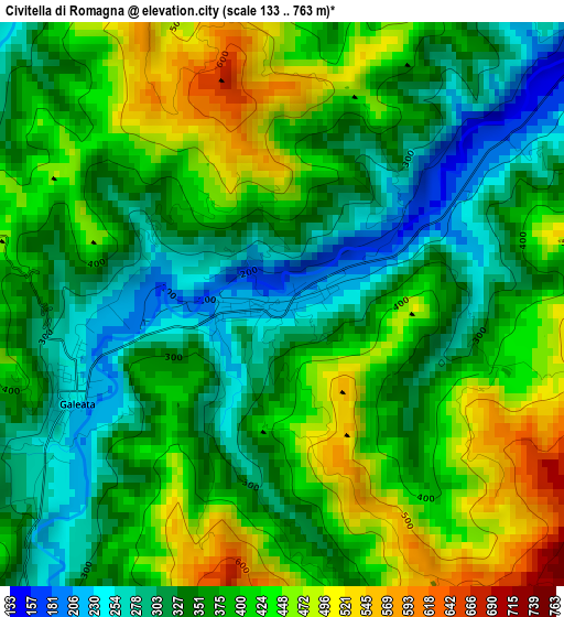 Civitella di Romagna elevation map