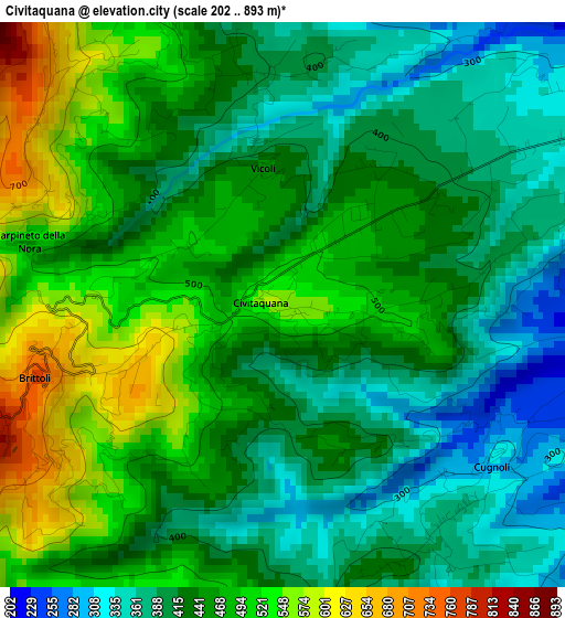 Civitaquana elevation map