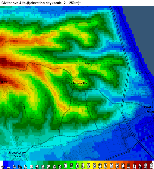 Civitanova Alta elevation map