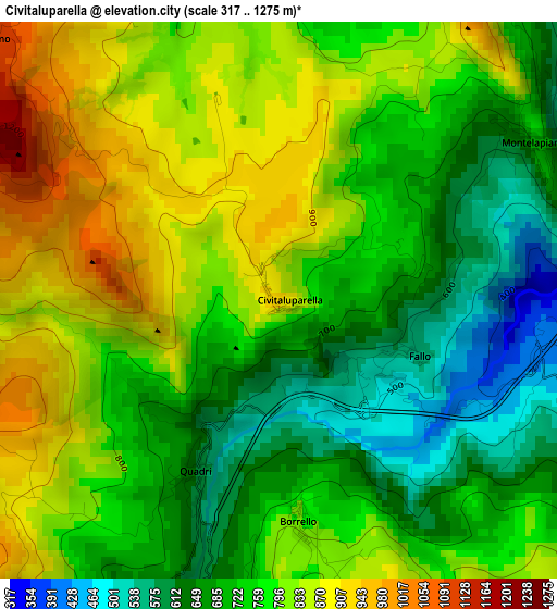 Civitaluparella elevation map