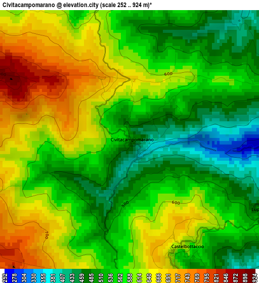 Civitacampomarano elevation map