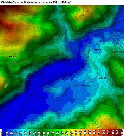 Cividate Camuno elevation map