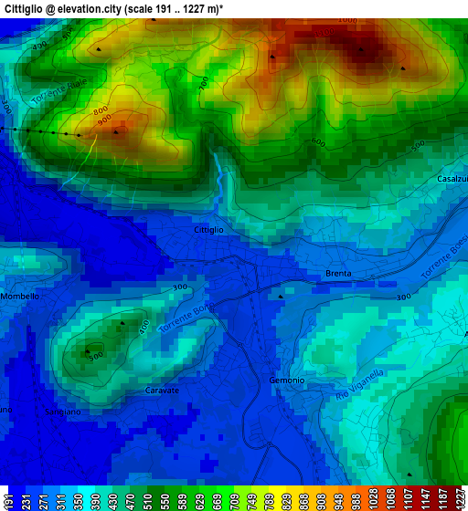 Cittiglio elevation map