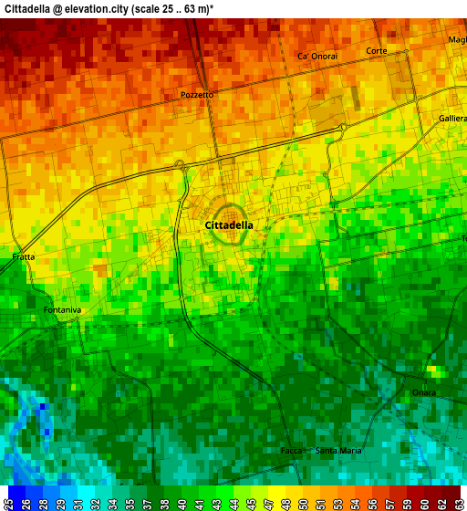 Cittadella elevation map