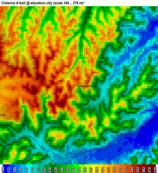 Cisterna d'Asti elevation map