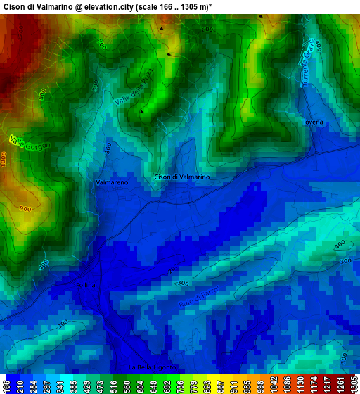 Cison di Valmarino elevation map