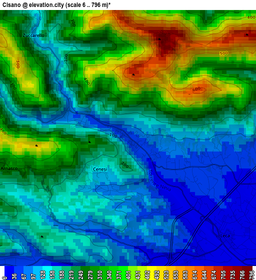 Cisano elevation map