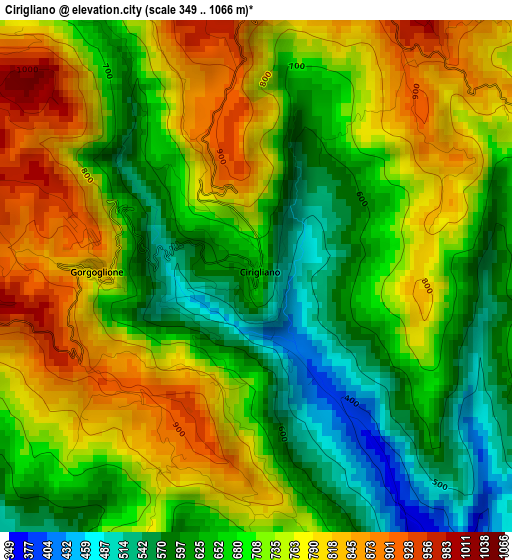 Cirigliano elevation map