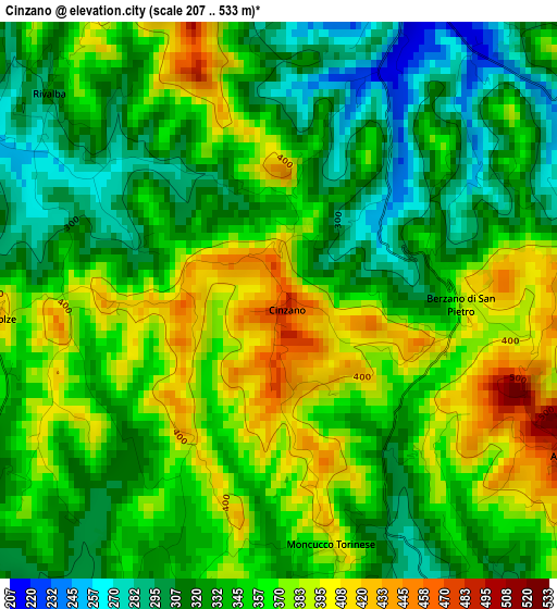 Cinzano elevation map