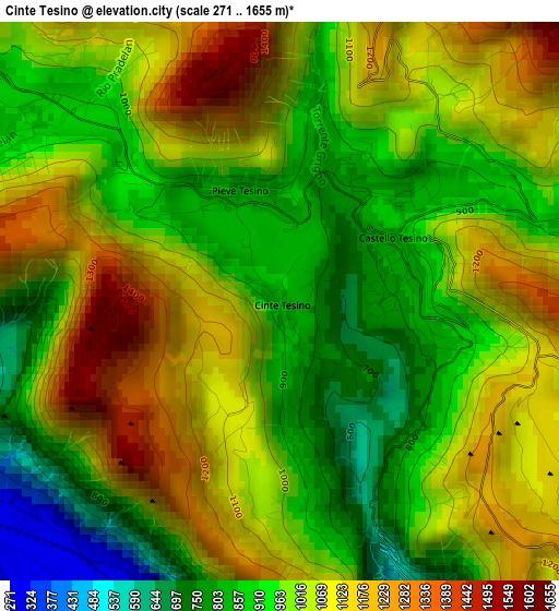 Cinte Tesino elevation map