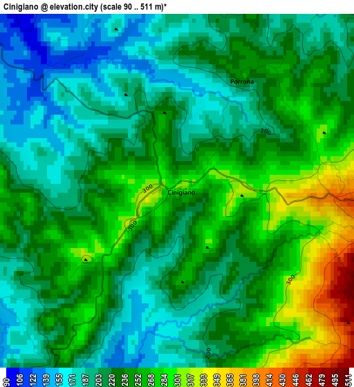 Cinigiano elevation map