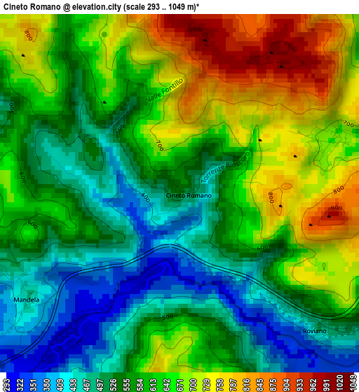 Cineto Romano elevation map