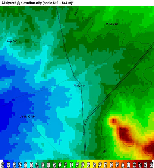 Akziyaret elevation map