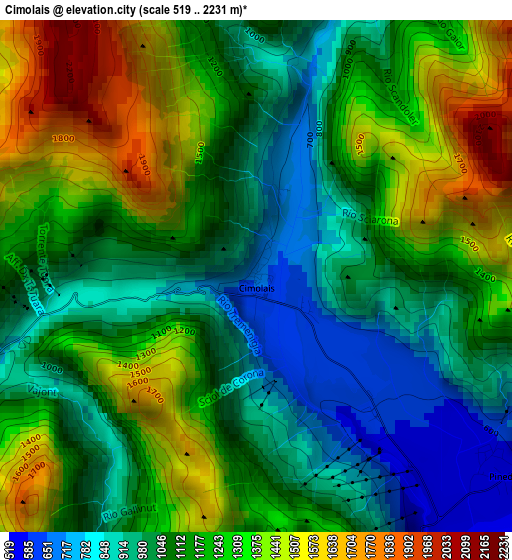 Cimolais elevation map