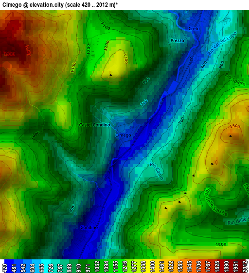 Cimego elevation map