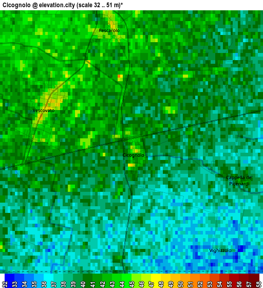 Cicognolo elevation map