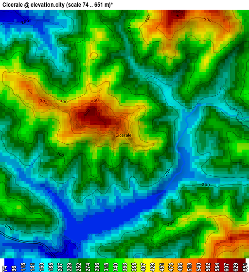 Cicerale elevation map