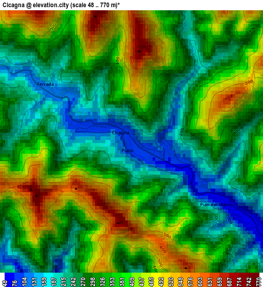 Cicagna elevation map