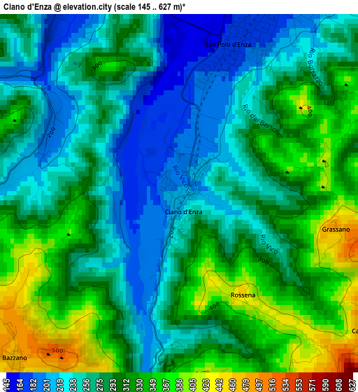 Ciano d'Enza elevation map