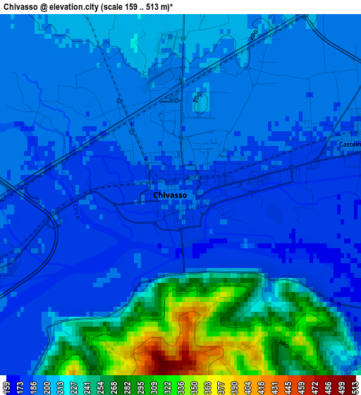 Chivasso elevation map