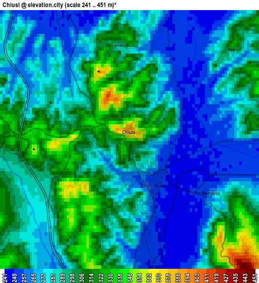 Chiusi elevation map