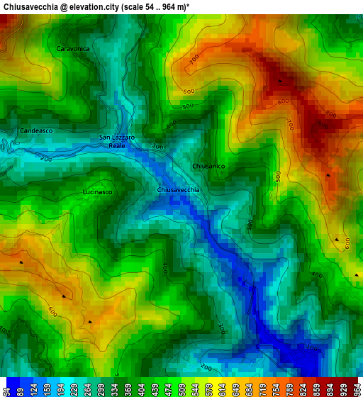 Chiusavecchia elevation map