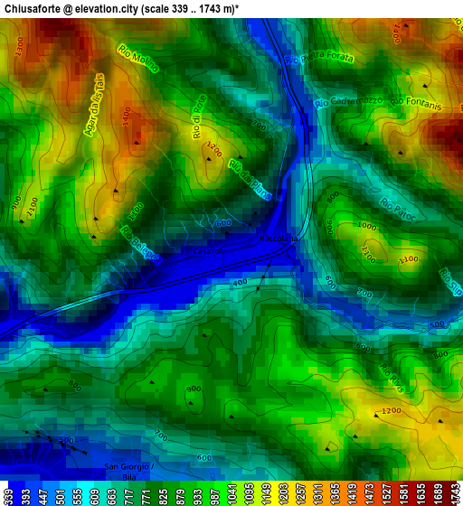 Chiusaforte elevation map