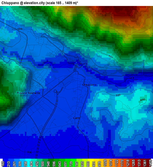 Chiuppano elevation map