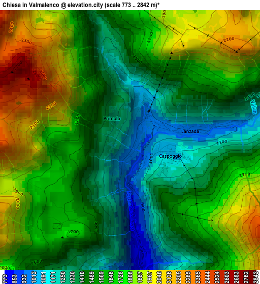 Chiesa in Valmalenco elevation map