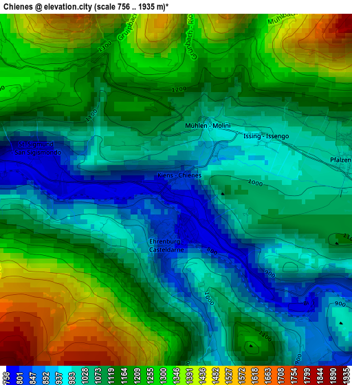 Chienes elevation map