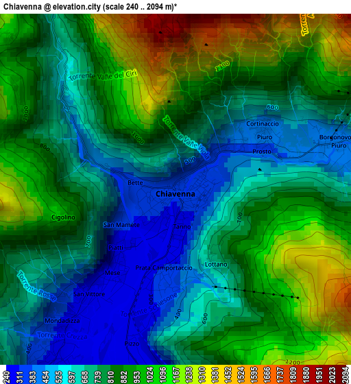 Chiavenna elevation map