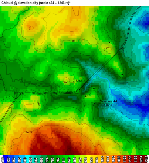 Chiauci elevation map