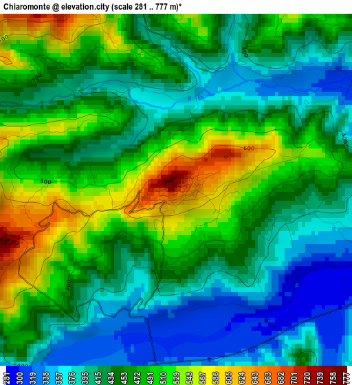 Chiaromonte elevation map