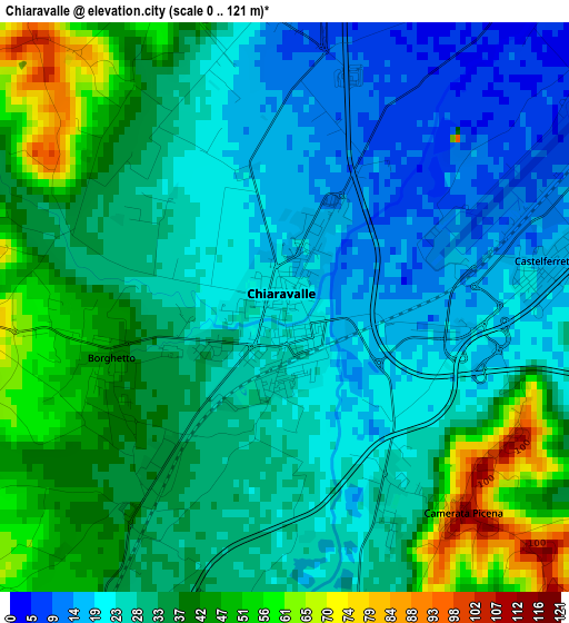 Chiaravalle elevation map