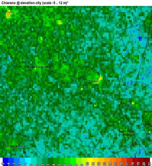 Chiarano elevation map