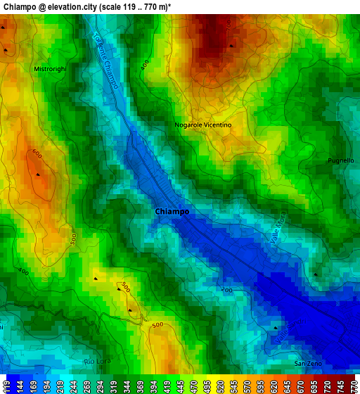 Chiampo elevation map