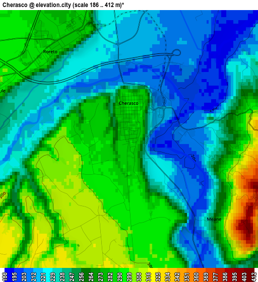 Cherasco elevation map