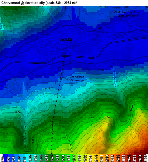 Charvensod elevation map