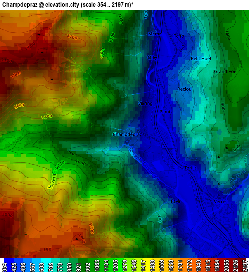 Champdepraz elevation map