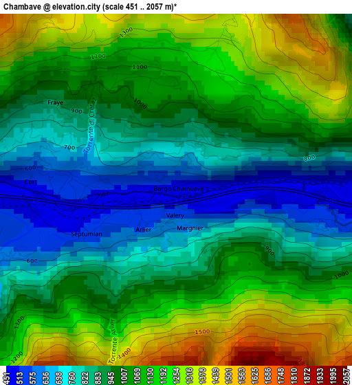 Chambave elevation map