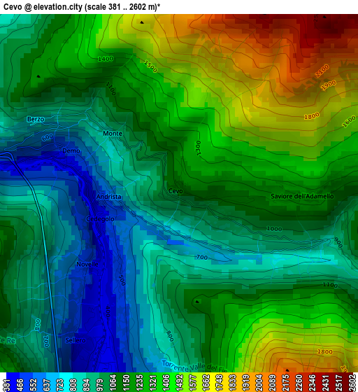 Cevo elevation map