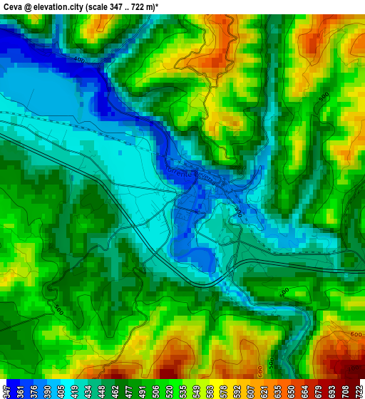 Ceva elevation map