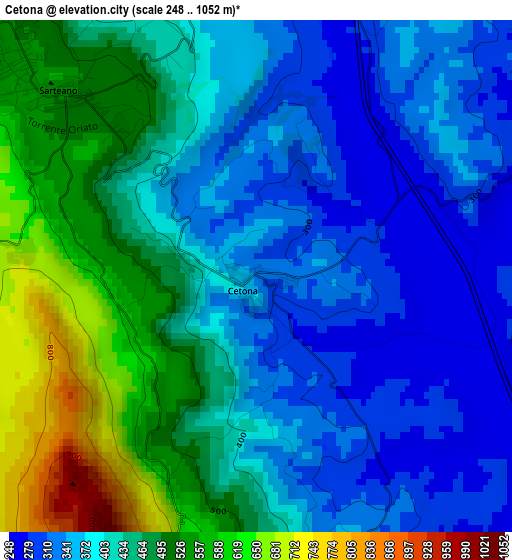 Cetona elevation map