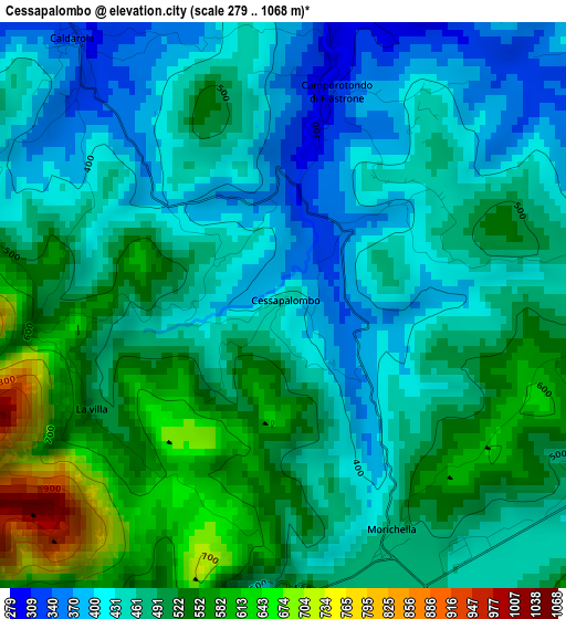 Cessapalombo elevation map