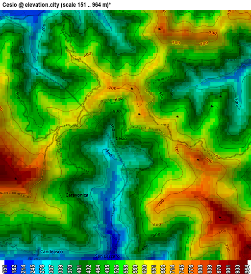 Cesio elevation map