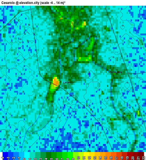 Cesarolo elevation map