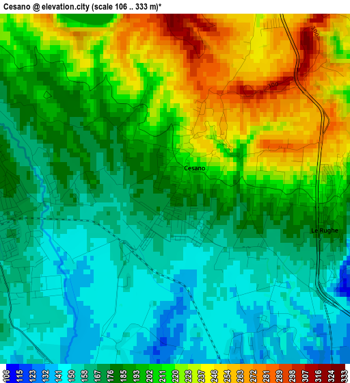 Cesano elevation map