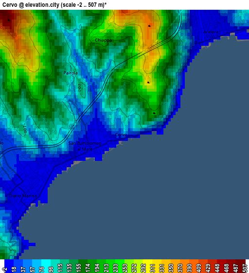 Cervo elevation map