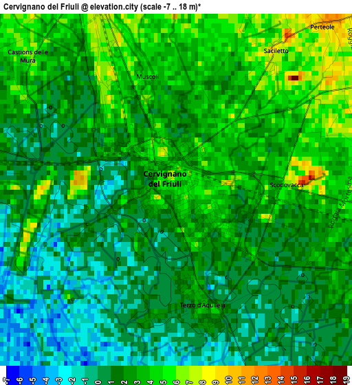 Cervignano del Friuli elevation map