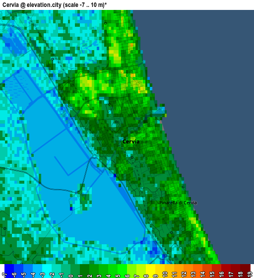 Cervia elevation map